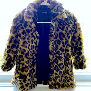 Fuzzy leopard kids coat